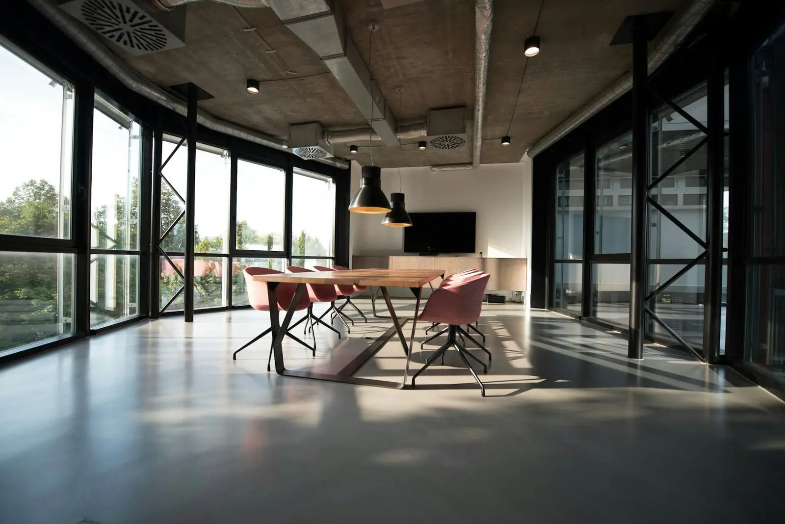 Professional meeting room prepared for a client session